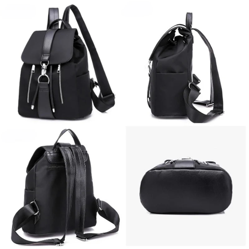 Nylon School Backpack Lock Femme Mochila Female Backpack