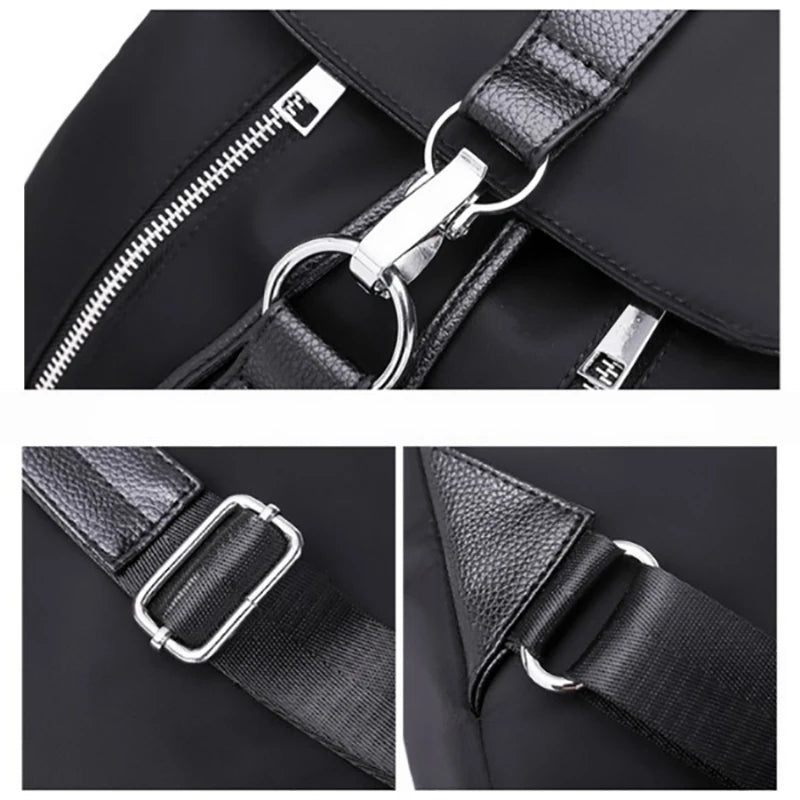 Nylon School Backpack Lock Femme Mochila Female Backpack