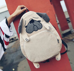 Canvas Dog Fox Ear Embroidery Backpack for Girls School