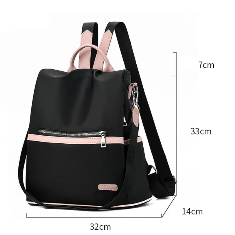 Women Waterproof Oxford Backpack Pink Mochila Bag Casual Travel Tote
