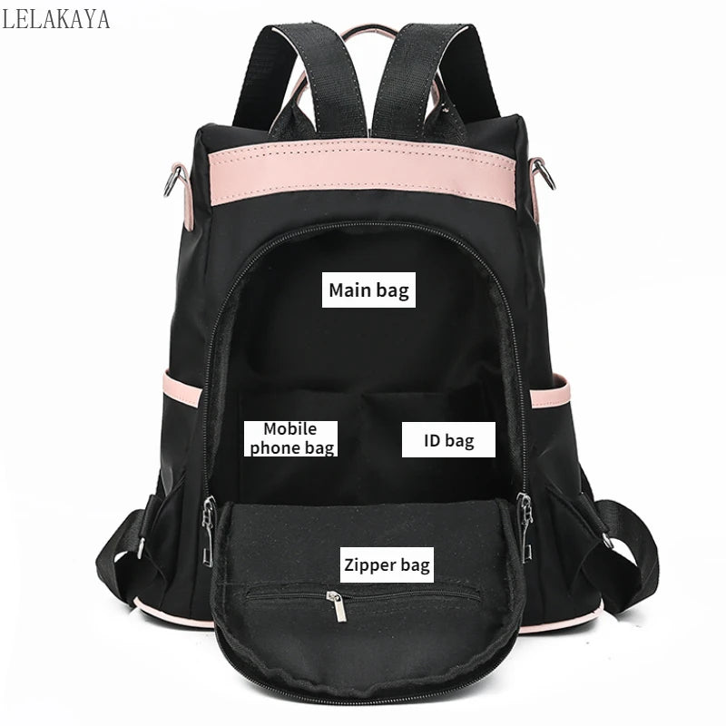 Women Waterproof Oxford Backpack Pink Mochila Bag Casual Travel Tote