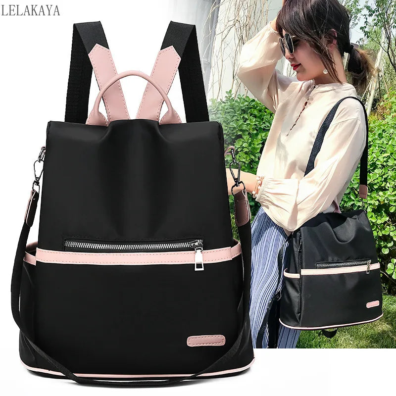 Women Waterproof Oxford Backpack Pink Mochila Bag Casual Travel Tote