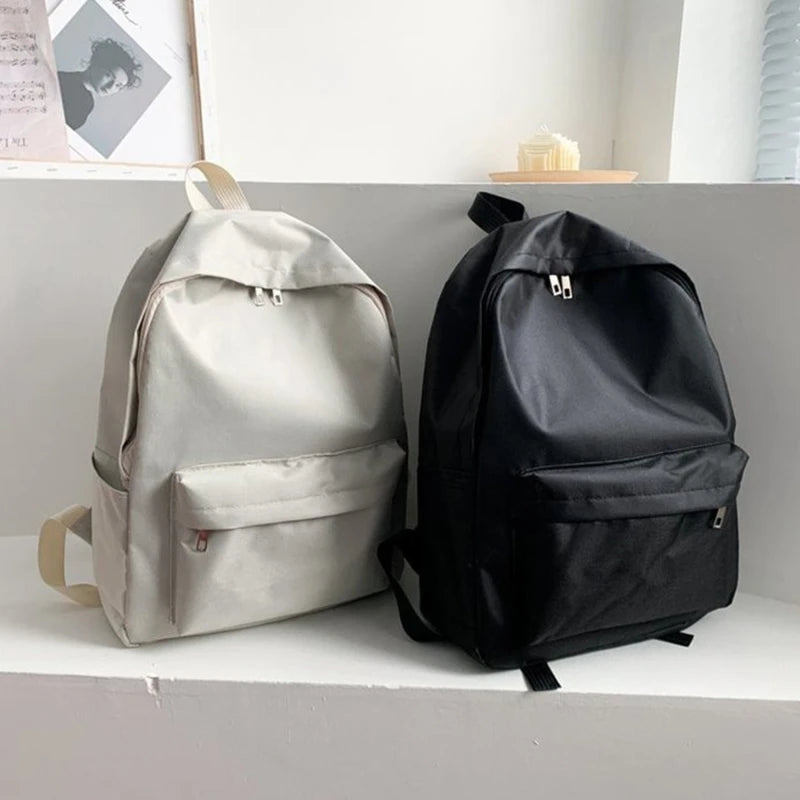 Small School Teen Girls Nylon Backpack Solid Travel Street