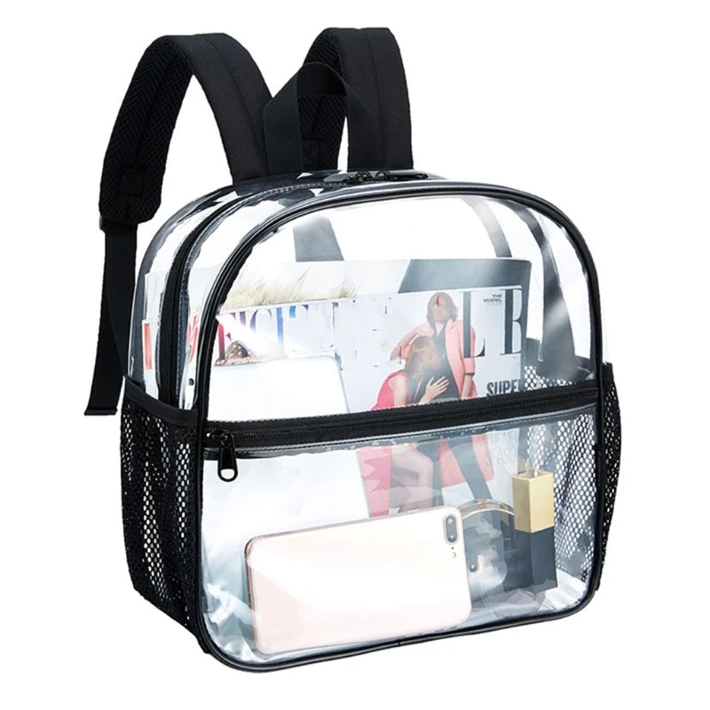 Women Transparent PVC Backpack Girls Bookbag