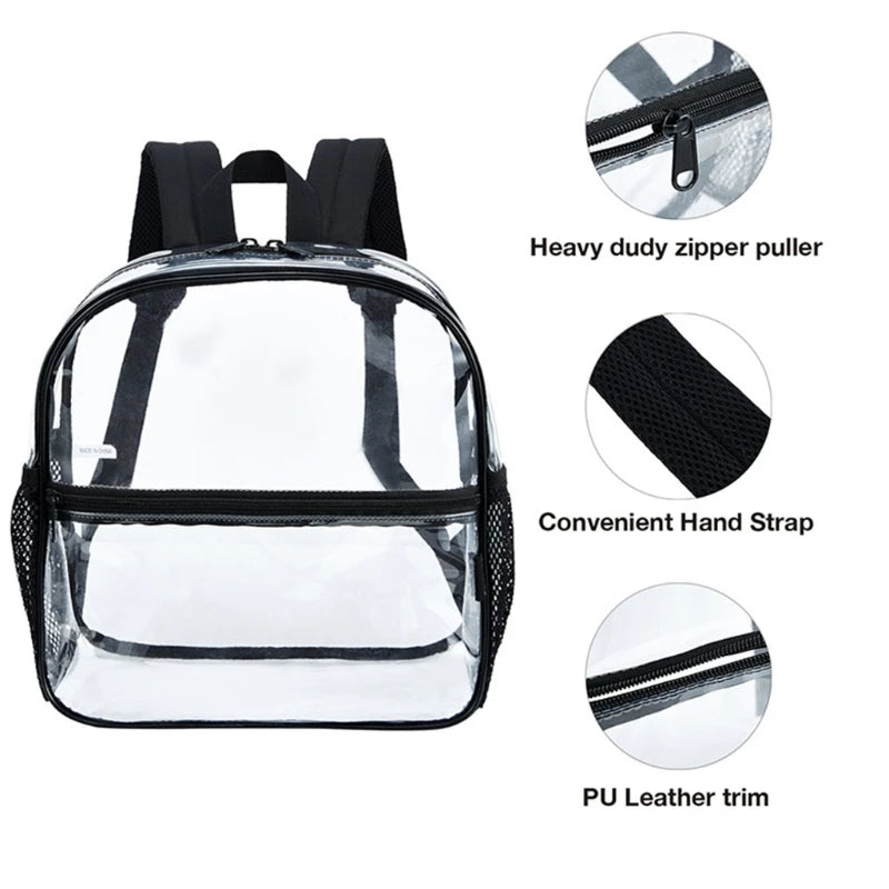 Women Transparent PVC Backpack Girls Bookbag