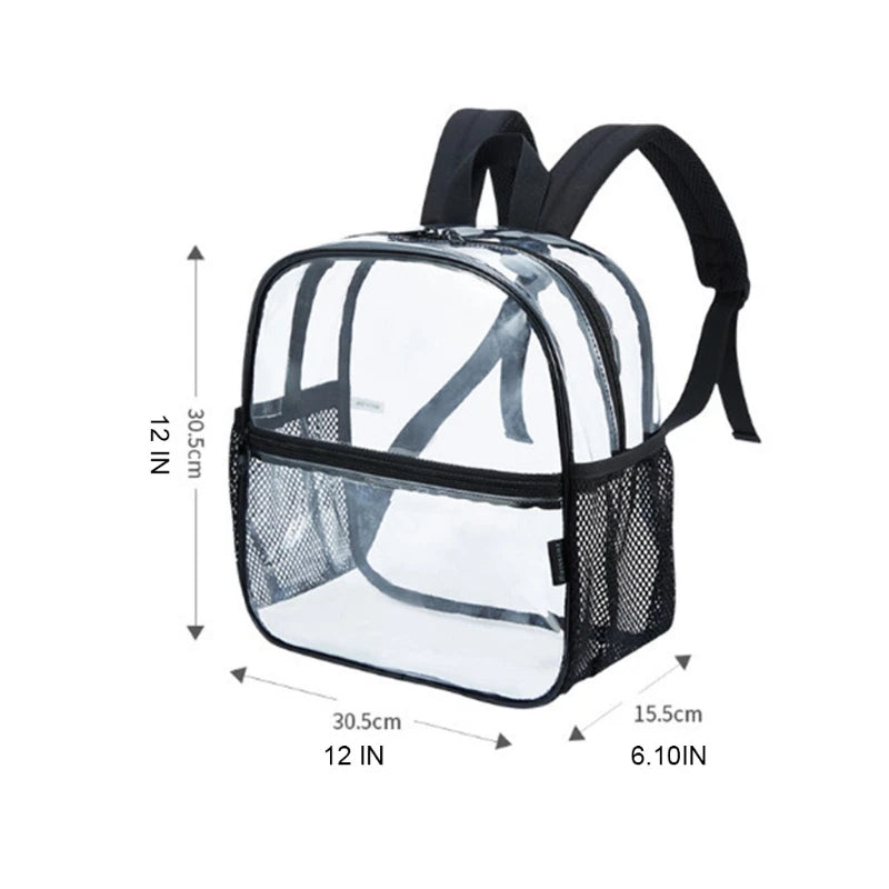 Women Transparent PVC Backpack Girls Bookbag
