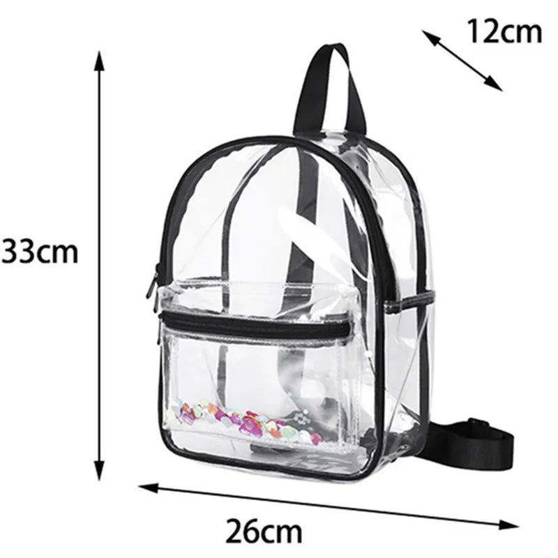 Transparent PVC Sequin Backpack Waterproof Bag College Students
