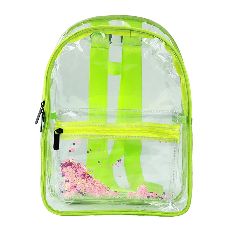 Transparent Waterproof PVC Backpack Sequin Bag for College Students