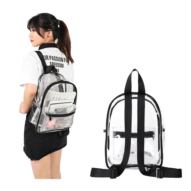 Transparent PVC Sequin Backpack Waterproof Bag College Students