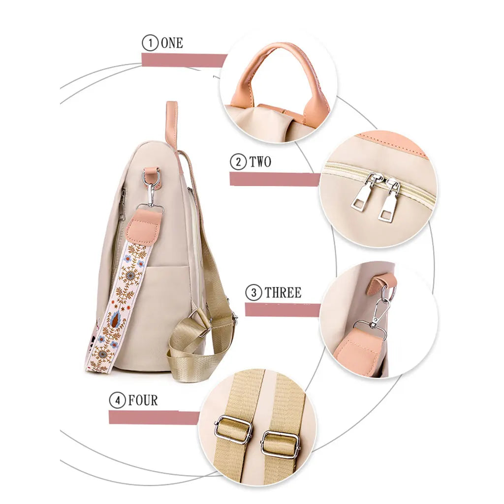 Waterproof Nylon Women's Backpack Anti-Rucksack Travel Bag