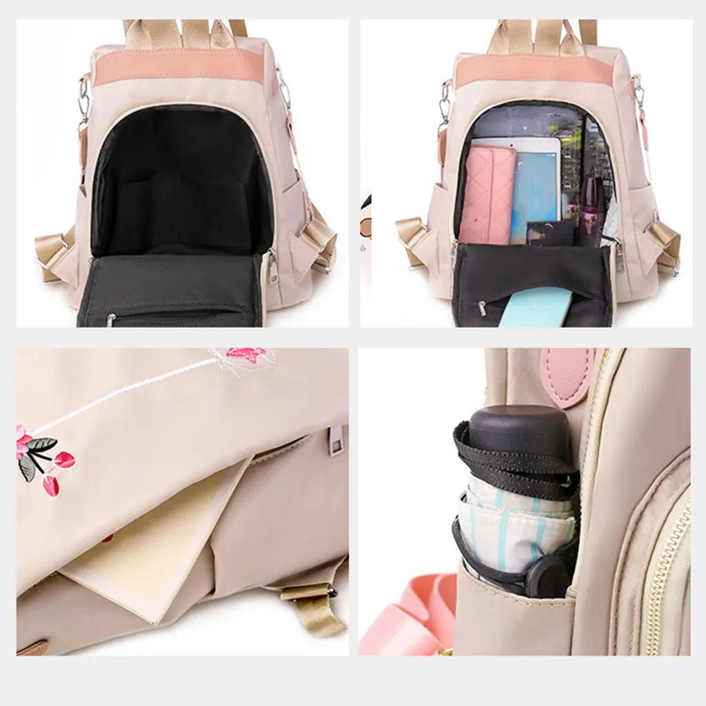 Waterproof Nylon Women's Backpack Anti-Rucksack Travel Bag
