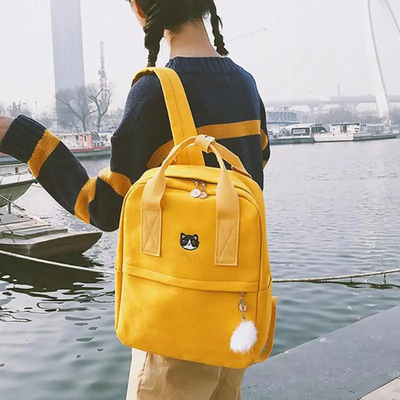 Vintage Stylish School Bag Ladies Canvas Backpack Bookbag