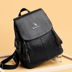 Women Leather Travel Backpack School Bags Girls Solid Back Pack Vintage Bagpack