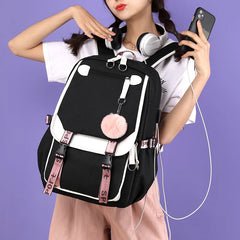 Women Backpacks Girls Schoolbag Anti Theft USB Charge Bagpack Waterproof