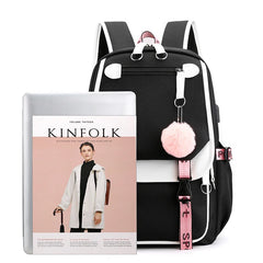 Women Backpacks Girls Schoolbag Anti Theft USB Charge Bagpack Waterproof
