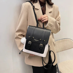 Leather Women Backpack Small School Bags