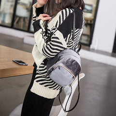 Velvet Backpack Schoolbag Zipper Pompom Mini Female Bags