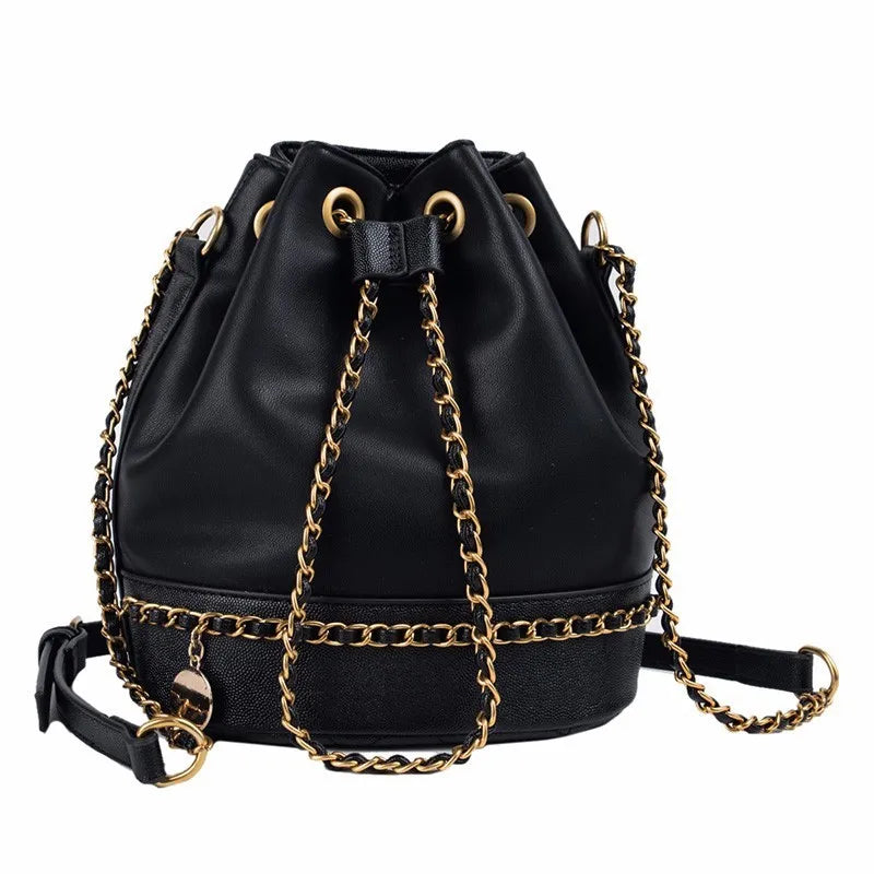 PU Leather Shoulder Bag Chain Bucket Bag Handbags Women Bags