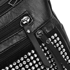 Middle Aged Women's Rivet Shoulder Bag PU Leather Hobos Messenger
