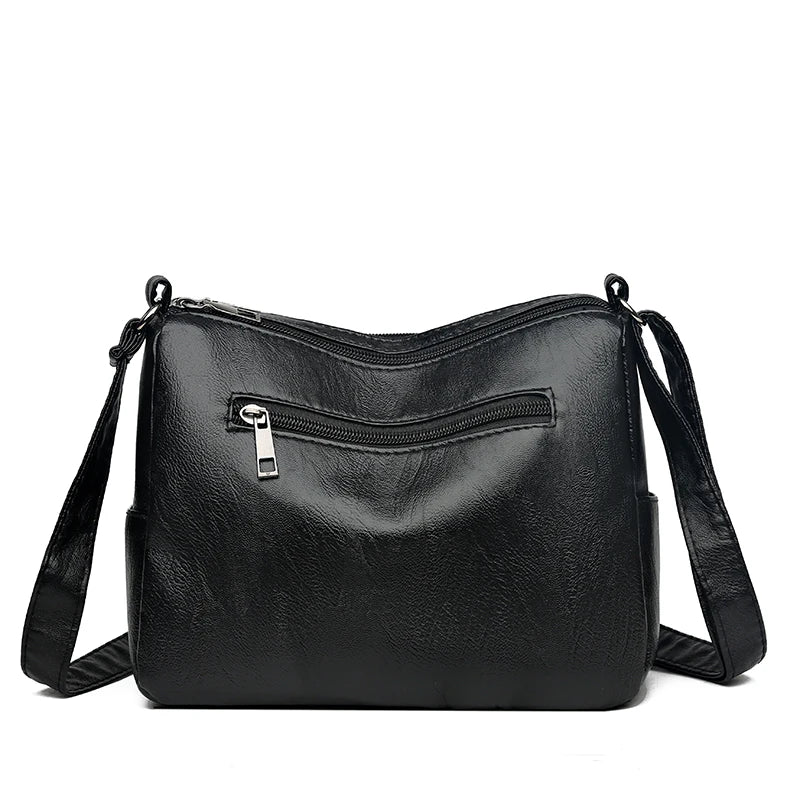 Middle Aged Women's Rivet Shoulder Bag PU Leather Hobos Messenger