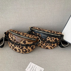Leopard Pattern Waist Bag Crossbody Chest Fanny Pack Vacation Casual