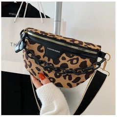 Leopard Pattern Waist Bag Crossbody Chest Fanny Pack Vacation Casual