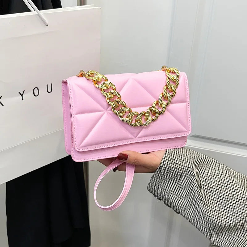 Women Small Square Crossbody Bag Chain Handbag Purse