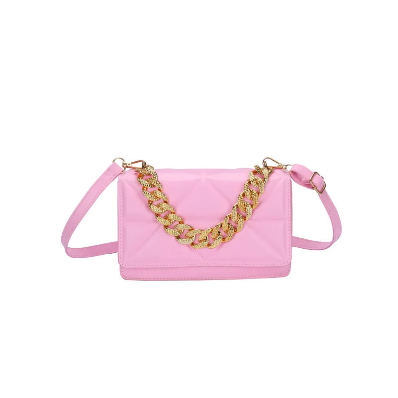 Women Small Square Crossbody Bag Chain Handbag Purse