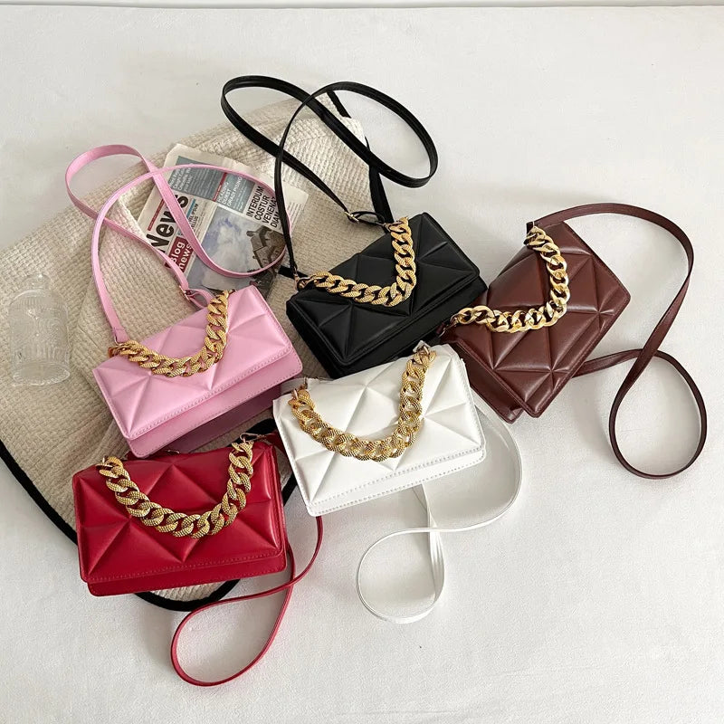 Women Small Square Crossbody Bag Chain Handbag Purse