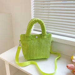 Corduroy Bucket Bag Plush Crossbody Messenger Handbag Tote Japan Korea Bag