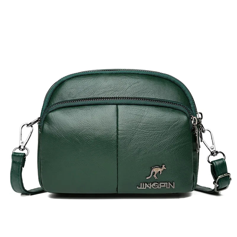 Women Leather Messenger Bag Crossbody Multi-compartment Shoulder Handbag