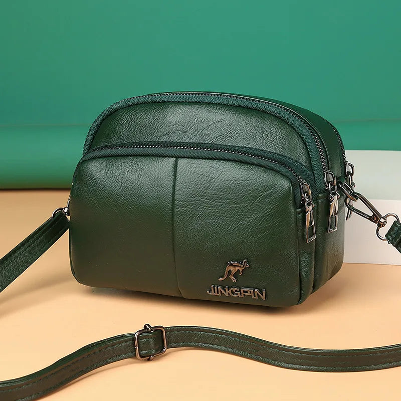 Women Leather Messenger Bag Crossbody Multi-compartment Shoulder Handbag