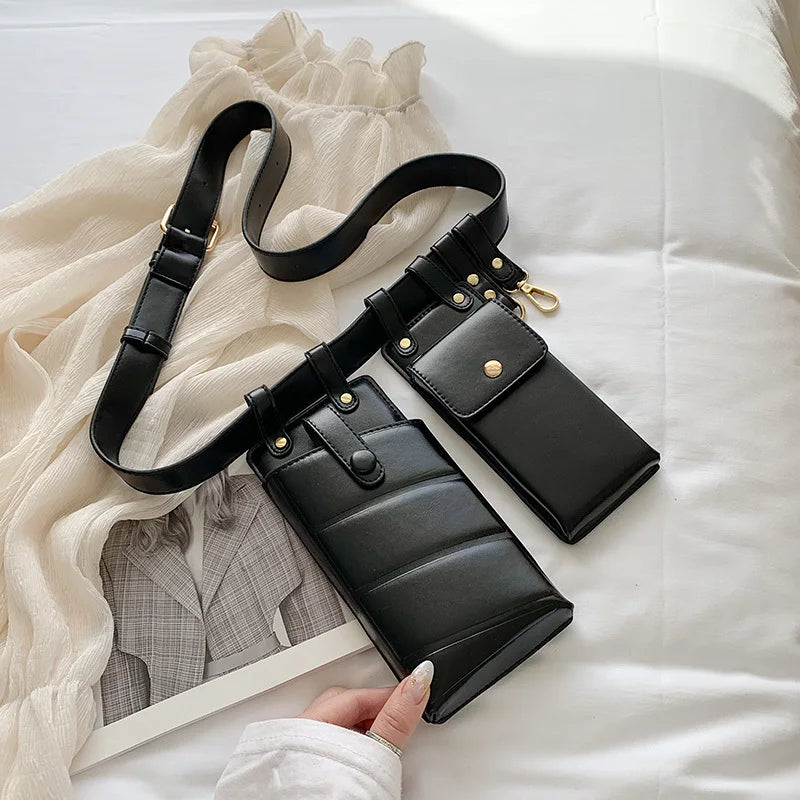 Women Leather Waist Belt Bag Crossbody Chest Bags Girl Fanny Pack Small Phone Pu