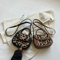Leopard Handbag Canvas Vintage Flap Shoulder Bags Crossbody Messenger
