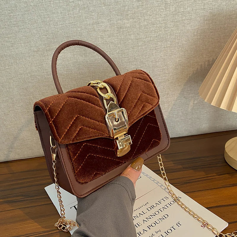 Corduroy Square Handbag Small Crossbody Shoulder Bag
