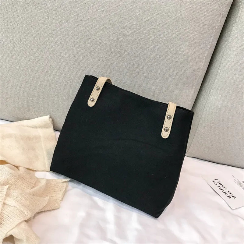 Women Tote Bag Canvas Girl Students Shoulder Handbag