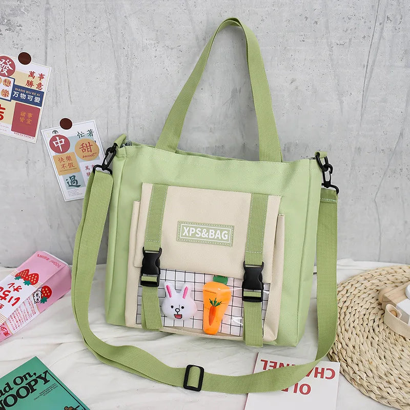 Canvas Shoulder Bag for College Student School Girls