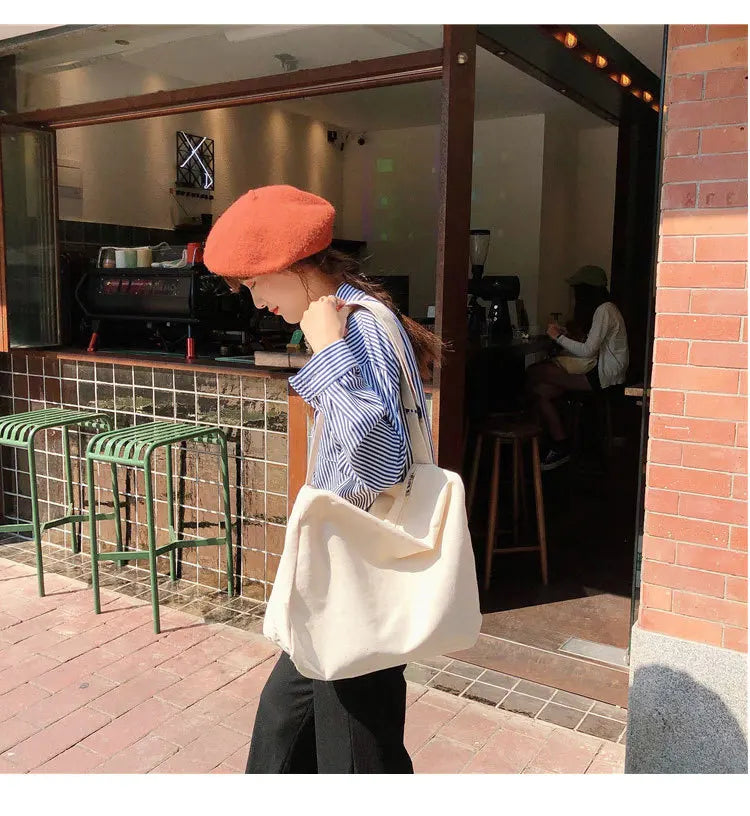 Canvas Bucket Bag Zipper Shoulder Crossbody Travel Bag
