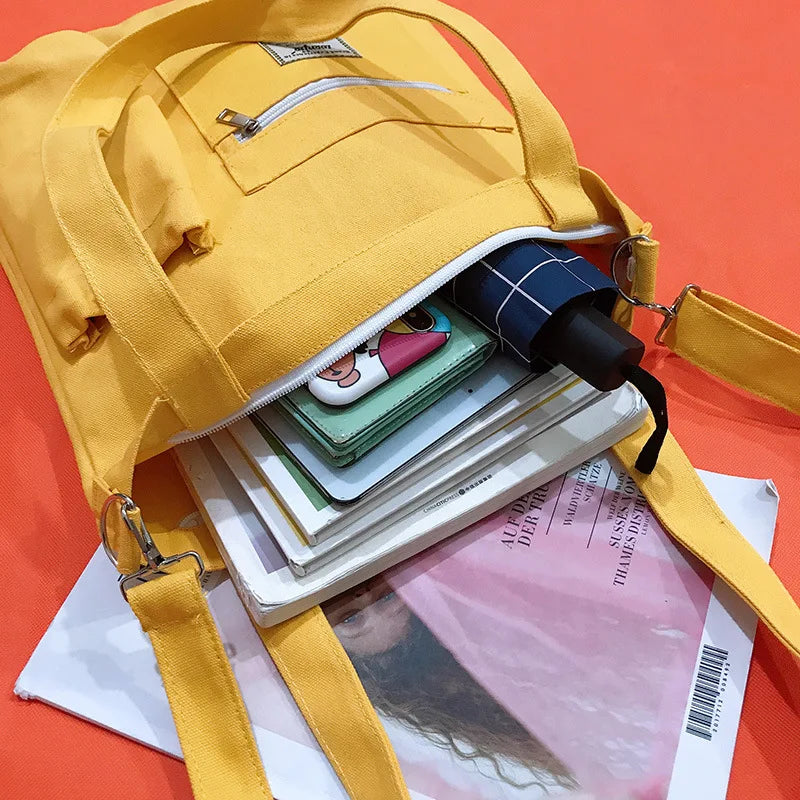 Canvas Shoulder Messenger Crossbody Book Bag Large Capacity Handbag
