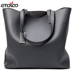 Large Bucket Bag Casual Shoulder Tote PU Leather Handbag