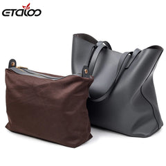 Large Bucket Bag Casual Shoulder Tote PU Leather Handbag