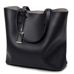 Large Bucket Bag Casual Shoulder Tote PU Leather Handbag