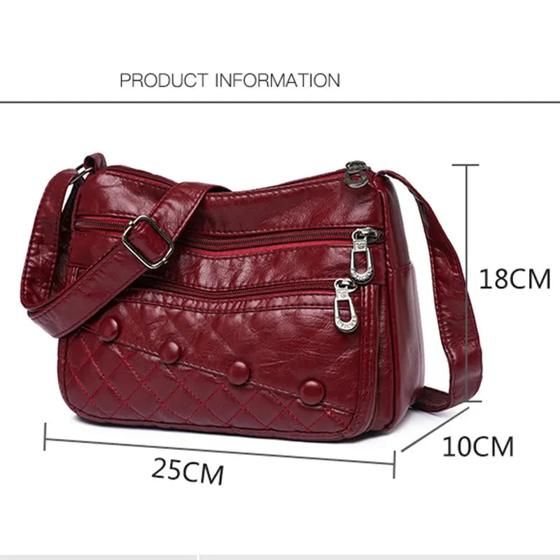 Middle-aged Women's PU Leather Messenger Bag Vintage Hobos Shoulder Crossbody