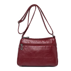Middle-aged Women's PU Leather Messenger Bag Vintage Hobos Shoulder Crossbody