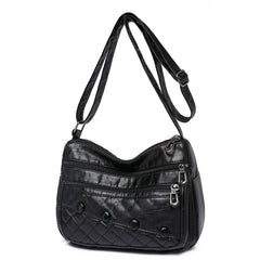 Middle-aged Women's PU Leather Messenger Bag Vintage Hobos Shoulder Crossbody