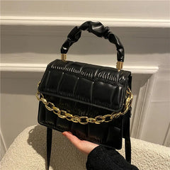 Small Square Bag PU Leather Shoulder Messenger Crossbody Bag