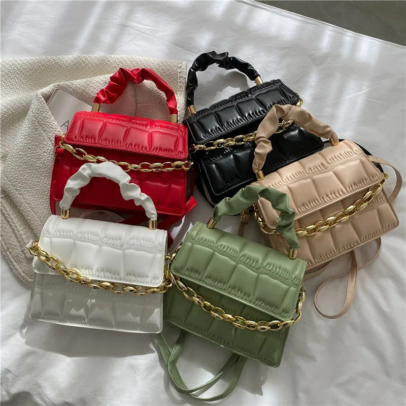 Small Square Bag PU Leather Shoulder Messenger Crossbody Bag