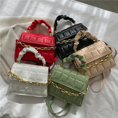 Women Chain Crossbody Bag PU Leather Messenger Clutch Bag