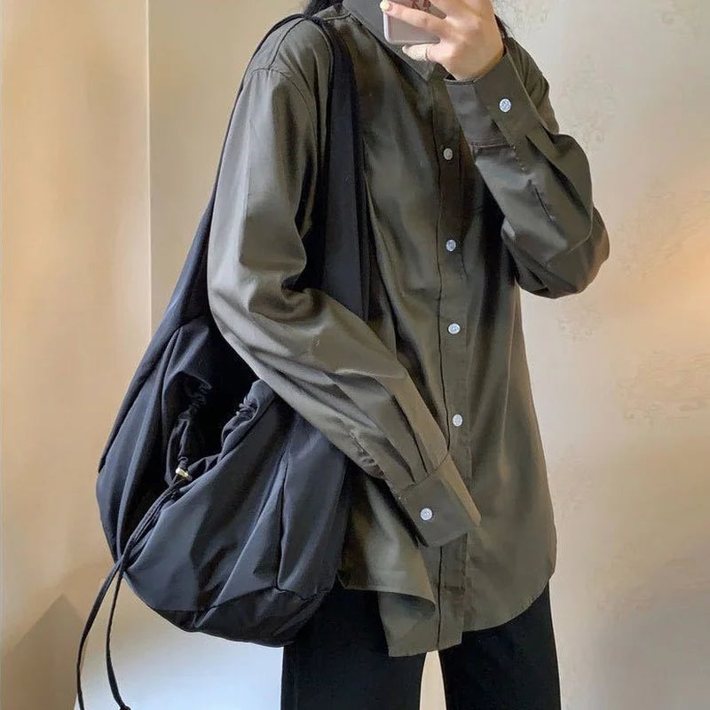 Nylon Shoulder Bucket Bag Purse Tote