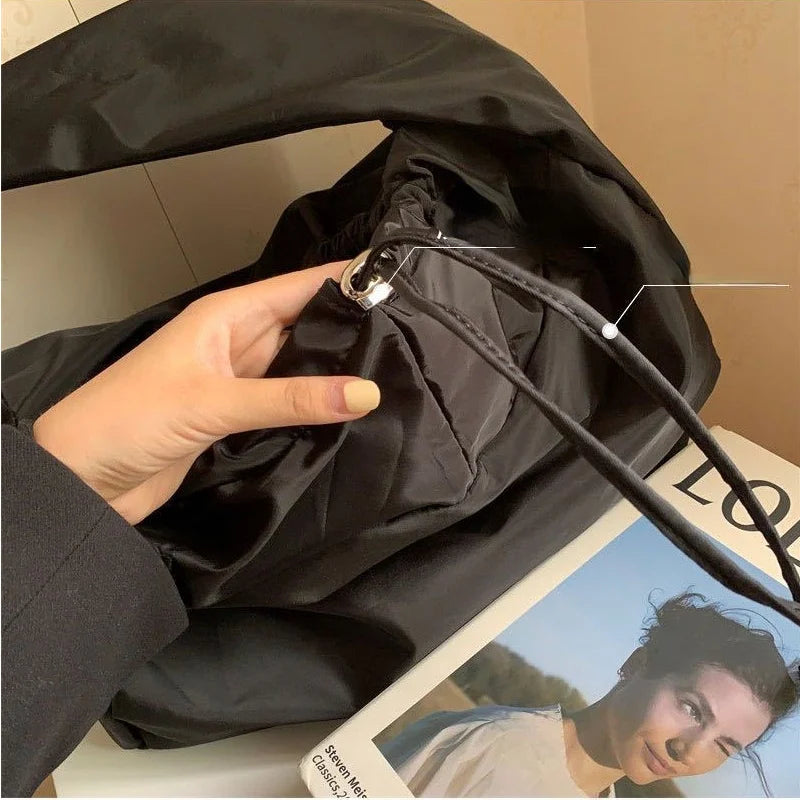 Nylon Shoulder Bucket Bag Purse Tote
